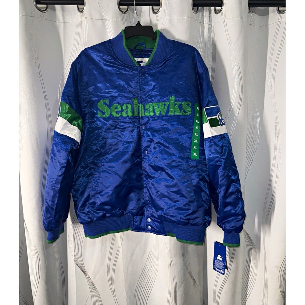 Starter Seattle Seahawks NFL Football Jacket Blue/Green/White Men's Size XL